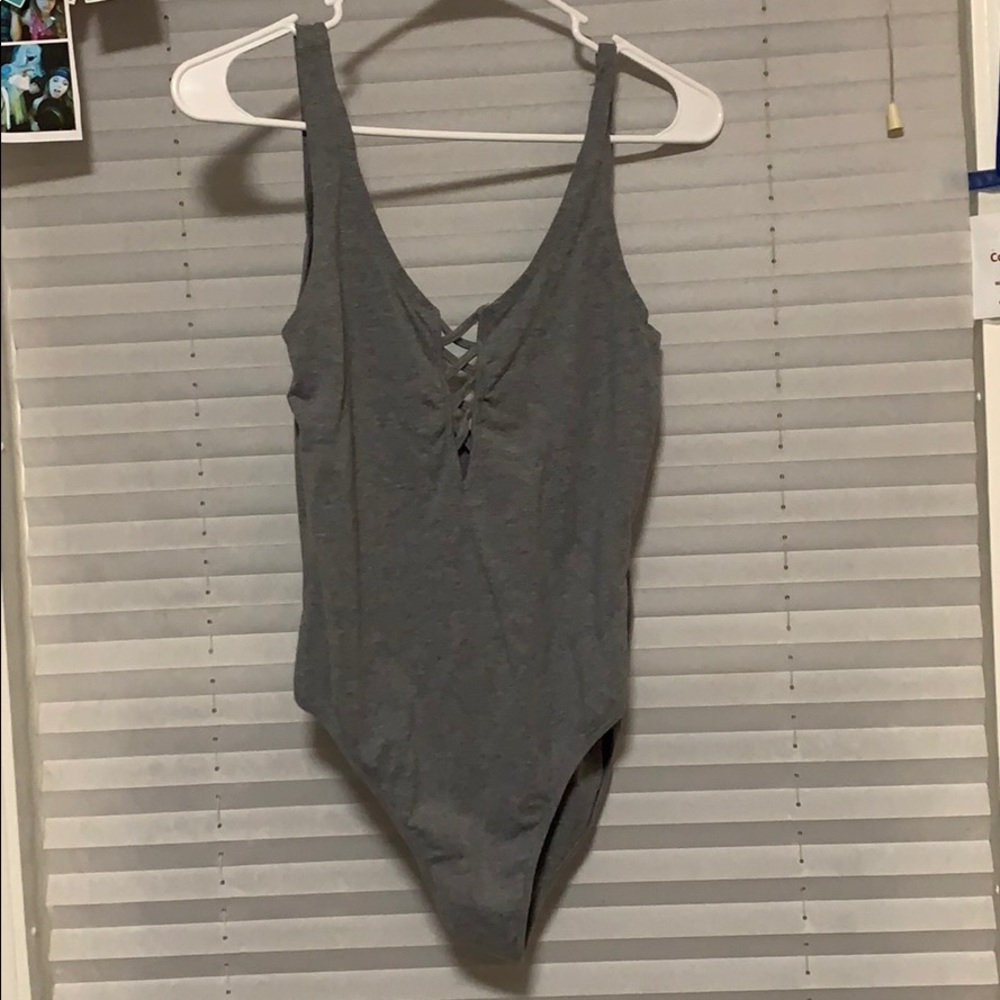 Gray forever21 bodysuit